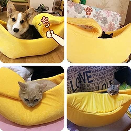 Cute Banana Cat Beds Pet Sofa Bed Cave Couch Shape Houseboat House Soft Pet Supplies Cat Cage Accessories Toys Breathable Universal in All Seasons Small Animals Mat