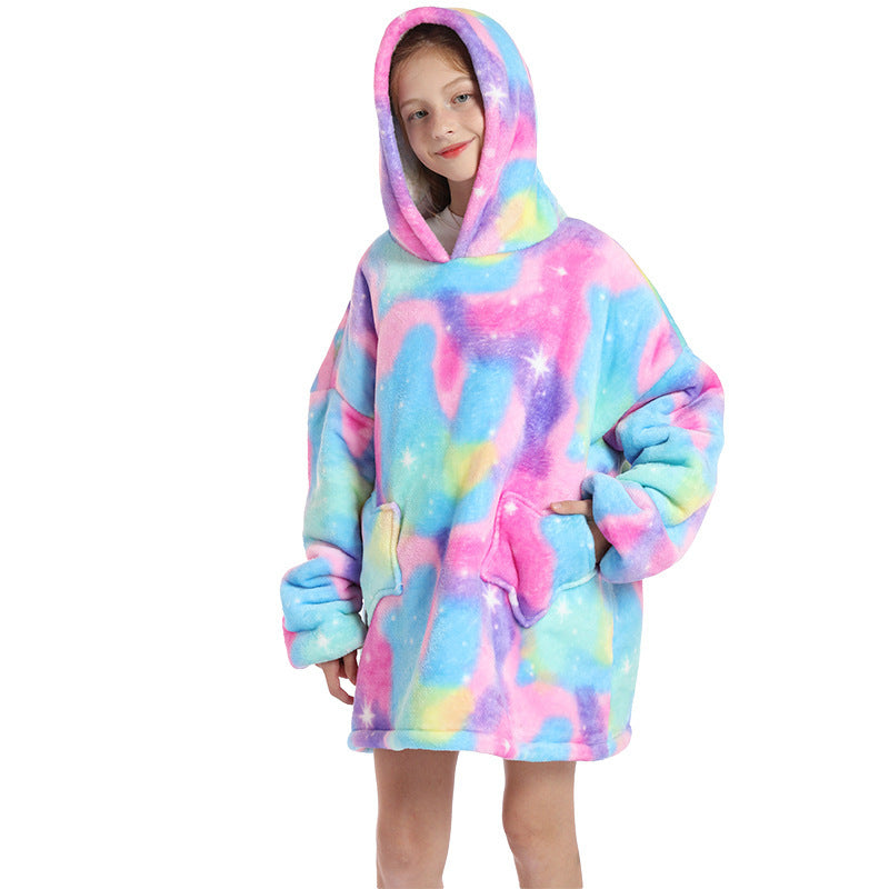 New TV Hoodie blanket Warm Lazy TV blanket Children's pullover cold robe blanket