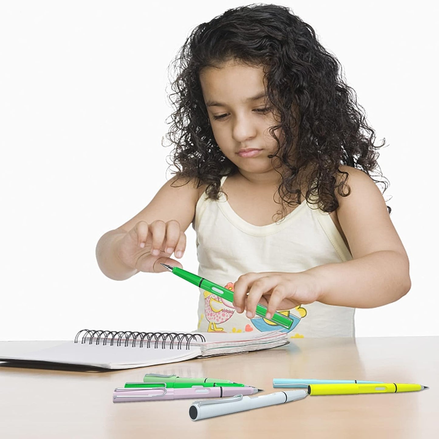 6 Pcs Inkless Pencils Eternal with Pencil Case, Everlasting Pencil with 6 pcs Replacement Nibs, Infinite Pencil, Unlimited Writing Pencil, Reusable Erasable Pencil for Student Artist Writing Drawing