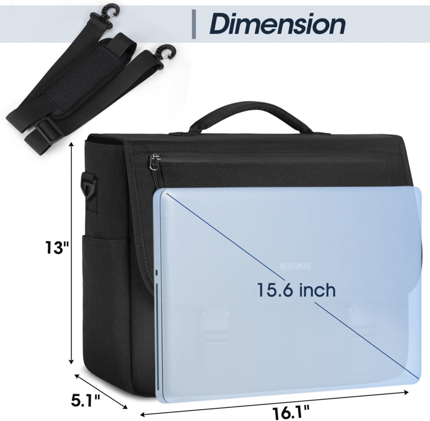 Messenger Bag for Men Messenger Bag 15.6 Inch Water Resistant Laptop Bag Casual Satchel Bags for Men Large College Computer Bag Office Work Briefcase Fashion Crossbody Shoulder Handbag