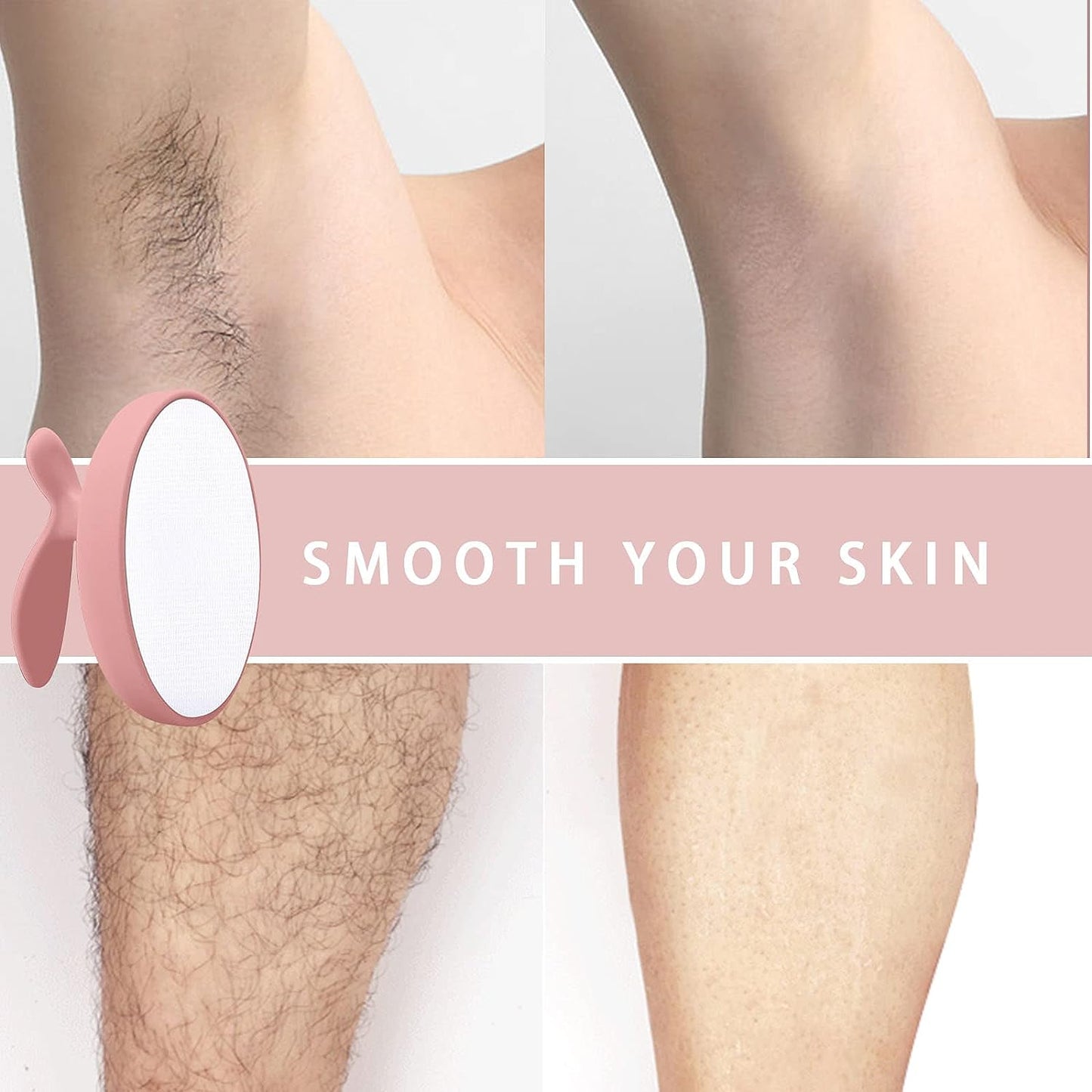 2023 New Crystal Hair Eraser,Upgraded Painless Nano Hair Eraser Crystal Hair Remover, Painless Exfoliation Hair Removal Tool for Arms Legs Back, Reusable & Washable (Pink)