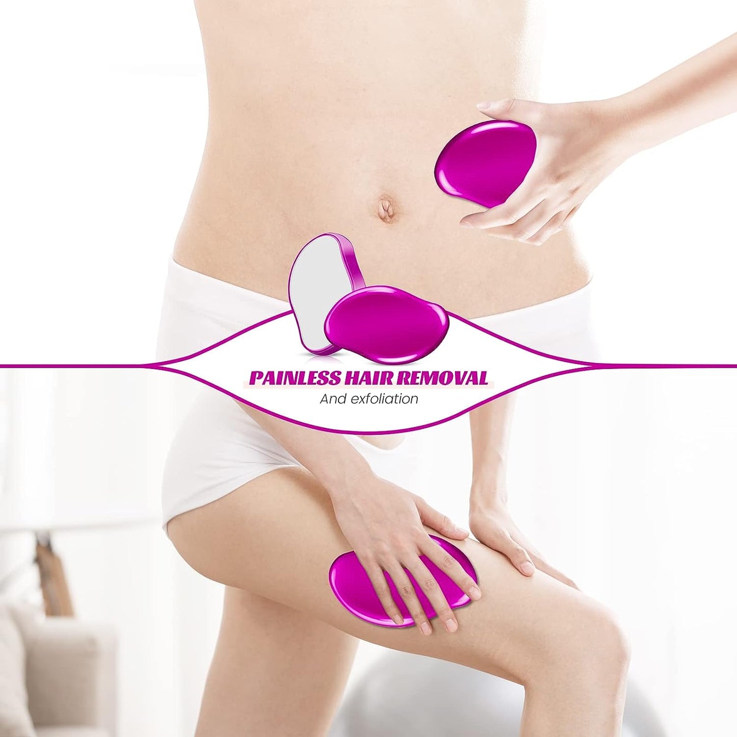 Crystal Hair Eraser for Women and Men, Reusable Crystal Hair Remover Magic Painless Exfoliation Hair Removal Tool, Magic Hair Eraser for Back Arms Legs (Purple)