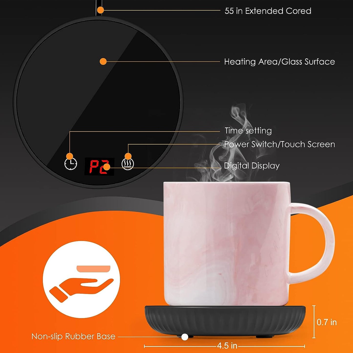 Coffee Mug Warmer, Coffee Warmer with 2 Temp Settings, Candle Warmer w/Auto Shut Off&1-12H Timer, Coffee Warmer for Desk Home Office, Coffee Cup Warmer for Coffee, Beverage, Milk, Tea, Hot Chocolate