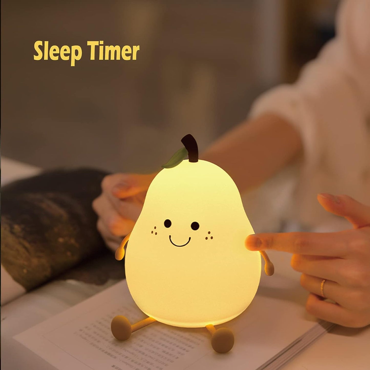 Children's Night Light,Cute Silicone Pear Nursery Lamp for Baby,7Color Changing Pear Baby Light,Senior Smile Decompressible Fruit Shaped Night Lights Dimmable Night Light,Gifts for Kids