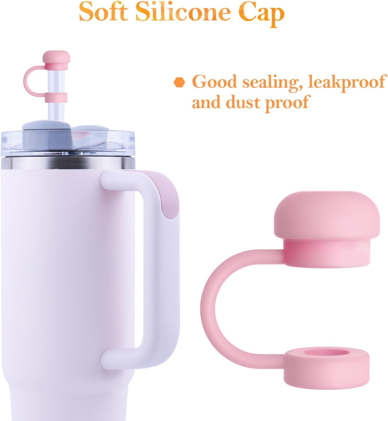 6Pcs Straw Topper Cap for Stanley Tumbler 40-20 oz, 0.4in 10mm Soft Silicone Straw Covers for Stanley Cup Accessories, Dust-proof and Leak-proof Reusable Drinking Straw Tips Lids