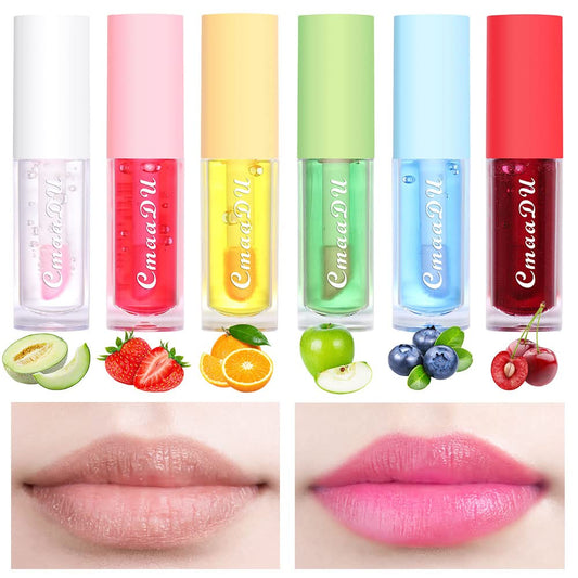 6 Pcs Fruity Color Changing Lip Gloss lipstick, Pink Magic Mood Lip Oil Tinted , High-Shine Clear Temperature Color Change Lip Stain Lip Balm, Longlasting Lips Will Not Dry Out,brillo para los labios