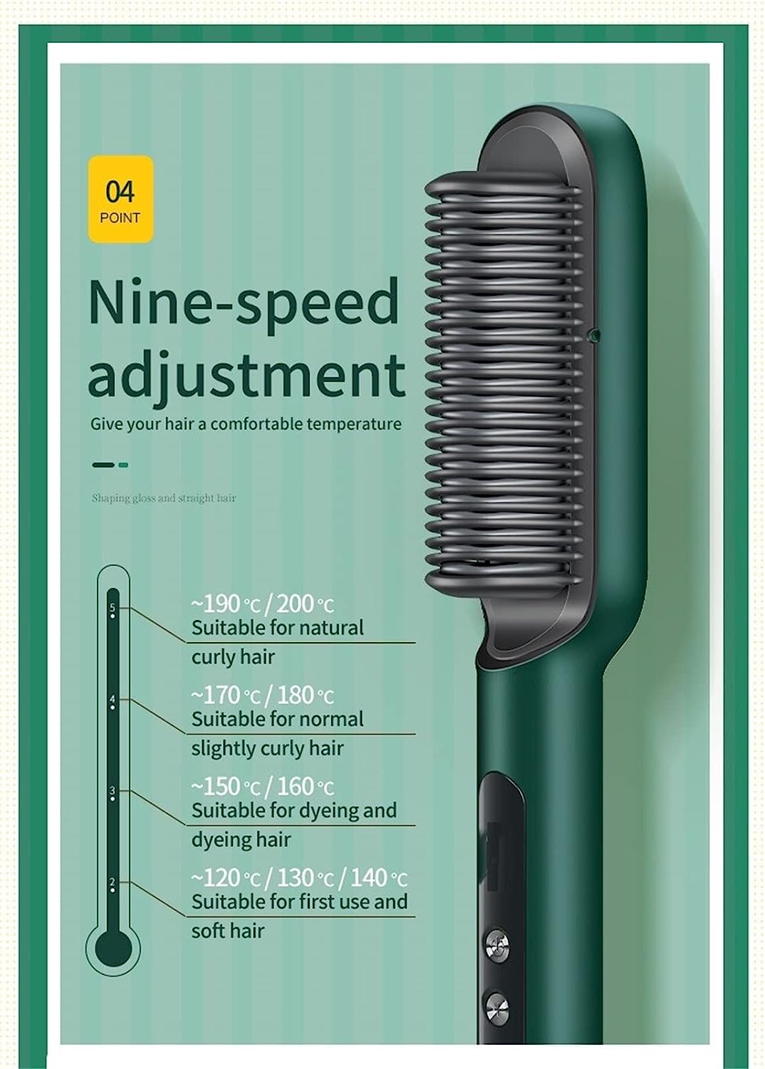 2023 New Negative Ion Hair Straightener Styling Comb with 5 Temp, 2 in 1 Hair Straightener Brush and Curler, Portable Electric Straightening Comb Heated Hair Brush 10s Fast Heating Anti-Scald (White)