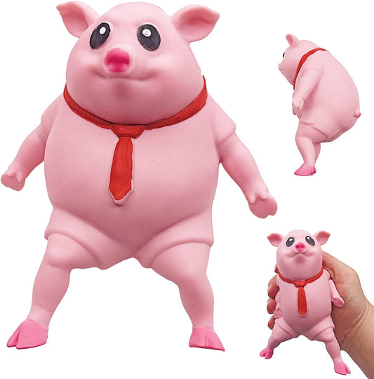 Novelty Cute Squishy Toy Pink Pig Gifts for Kids Adults, Decompress and Stress Stretch Animal Anxiety Relief Autism Disorders, Funny Pig Man Sensory Stress Toy for Girl Boy