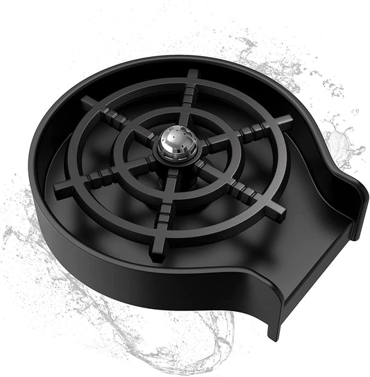 Essbhach Glass Rinser for Kitchen Sink, Faucet Bottle Washer Cleaner, Cup Rinser for Bar Sink, Glass Cleaner SInk Accessories, Black