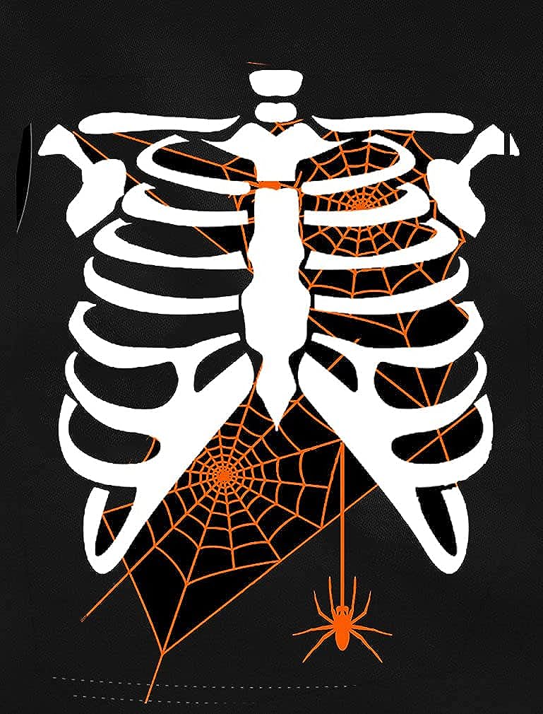 Women's Halloween Costume Pumpkin Skeleton T-Shirt Funny Long Sleeve Pullover Tops for Ladies