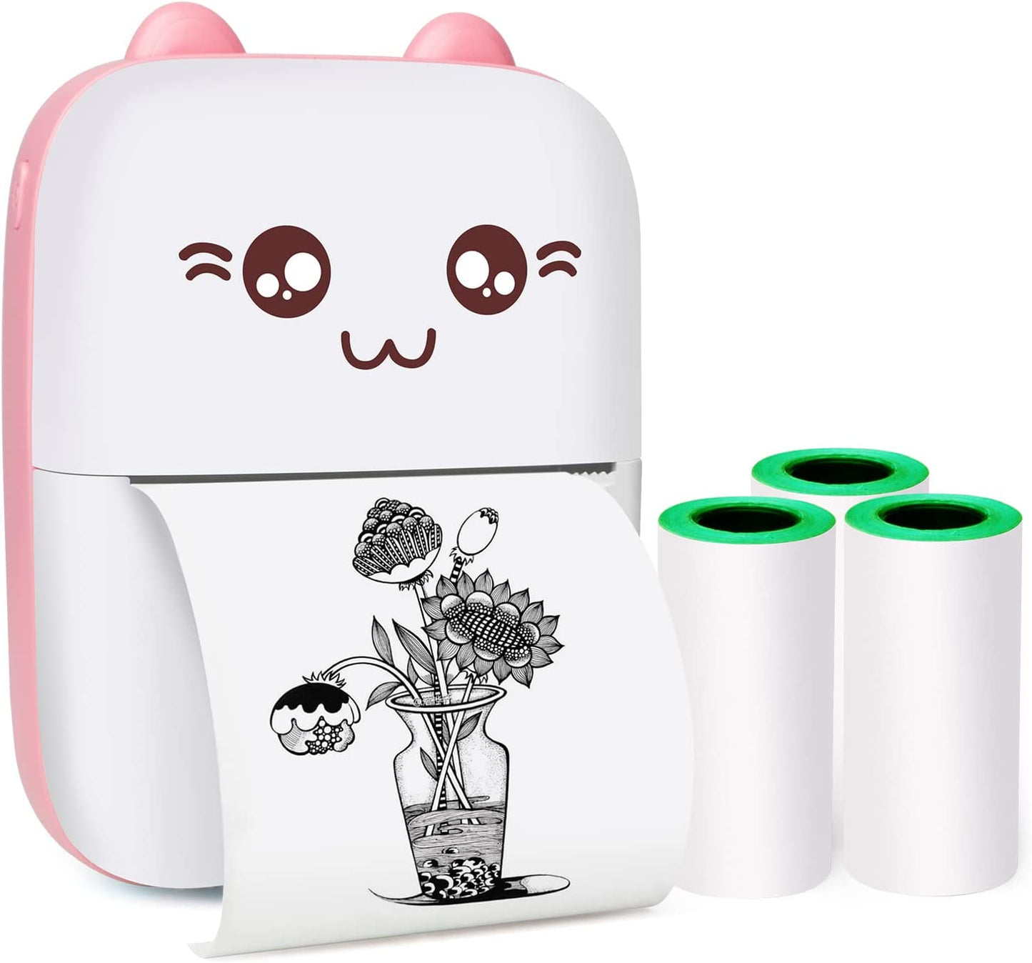 Mini Pocket Printer, Gifts for kids, Portable Thermal Printer for Pictures/Retro-Style Photos/Receipts/Notes/Lists/Label/ Memo/QR Codes, Bluetooth Wireless Smart Printer with Android or iOS APP (PINK)
