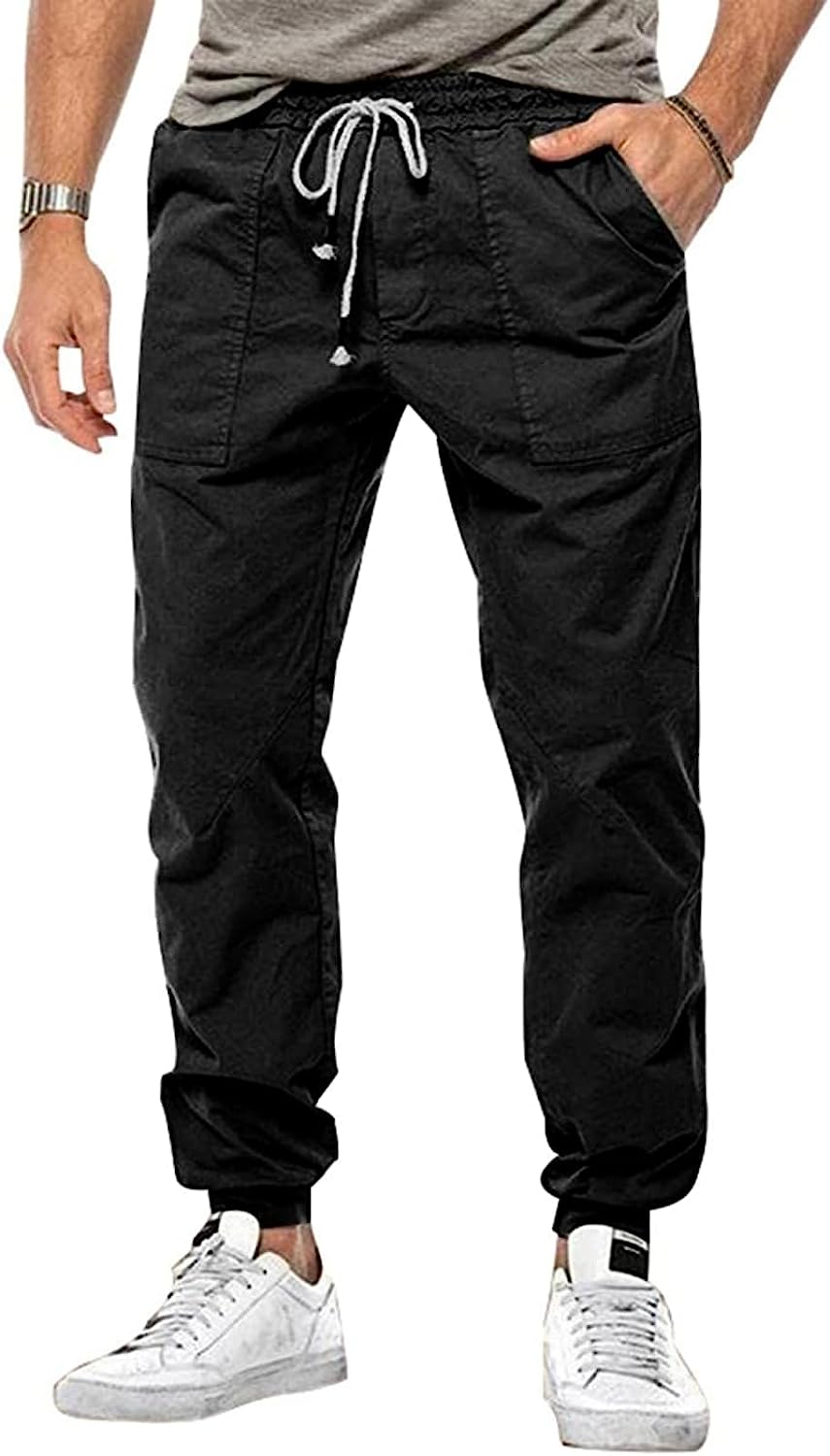 Mens Cargo Pants Joggers Fashion Long Hiking Pants Cotton Trousers for Men Casual Wear Outdoor Basketball Sports