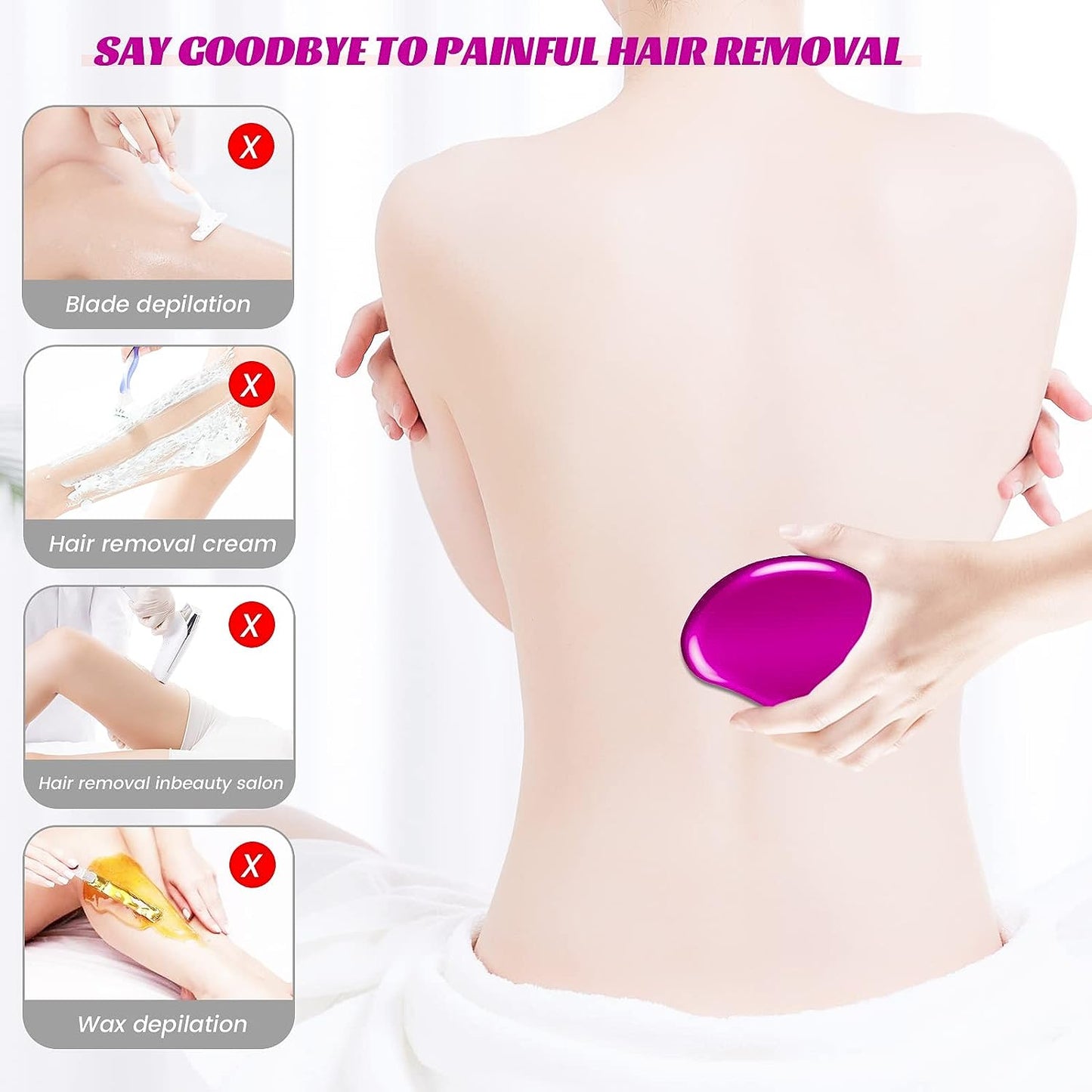 Crystal Hair Eraser for Women and Men, Reusable Crystal Hair Remover Magic Painless Exfoliation Hair Removal Tool, Magic Hair Eraser for Back Arms Legs (Purple)