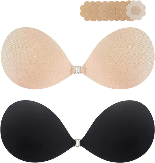 Adhesive Silicone Sticky Strapless Bra Push Up Invisible Bras for Women Reusable Breast Lift Bra with Nipple Covers