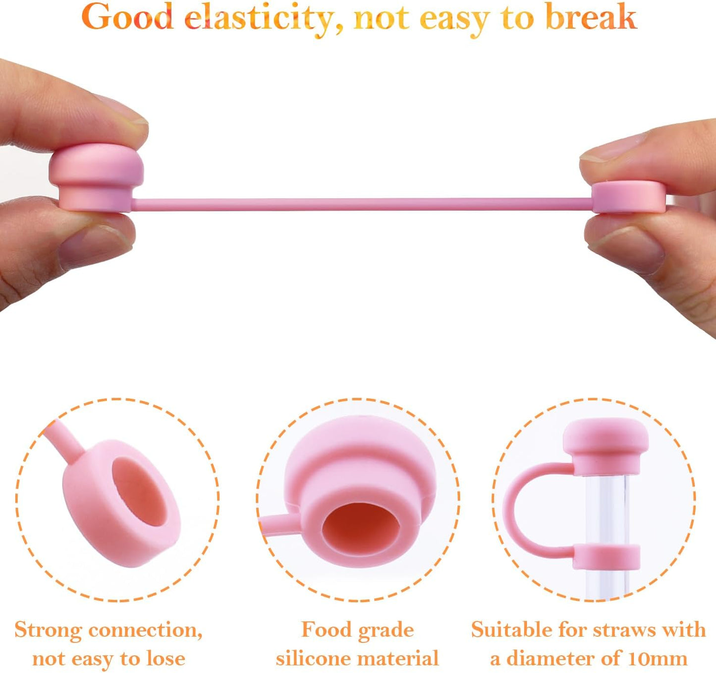 6Pcs Straw Topper Cap for Stanley Tumbler 40-20 oz, 0.4in 10mm Soft Silicone Straw Covers for Stanley Cup Accessories, Dust-proof and Leak-proof Reusable Drinking Straw Tips Lids