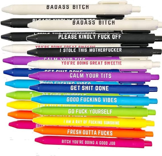 Funny Pens Set for Adults, Swear Word Daily Ballpoint Novelty Pens, Set Days of The Week Dirty Cuss Word Pens for Each Day Funny Office Gifts for Coworkers