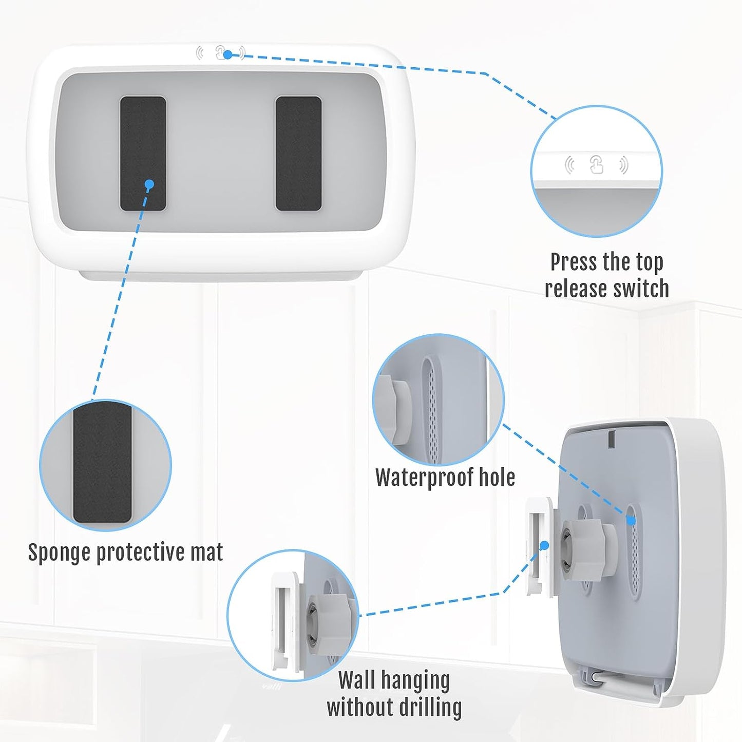 Waterproof Shower Phone Holder 360° Rotation, Shower Phone Holder Anti Fog High Sensitivity Touch Screen Wall Mount for Bathroom, Shower Phone Stand Compatible with Phones up to 7 Inches Grey