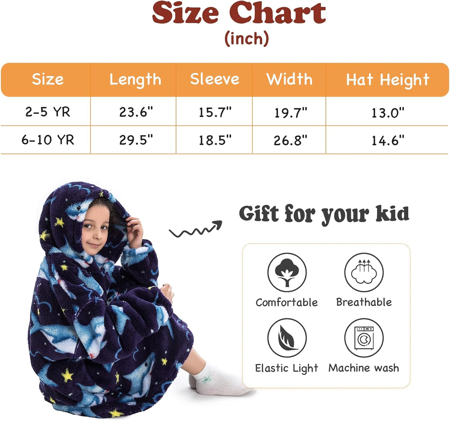 Wearable Blanket Hoodie for Kids Toddler Oversized Sweatshirt Cute Fleece Sherpa Blanket Girls Boys