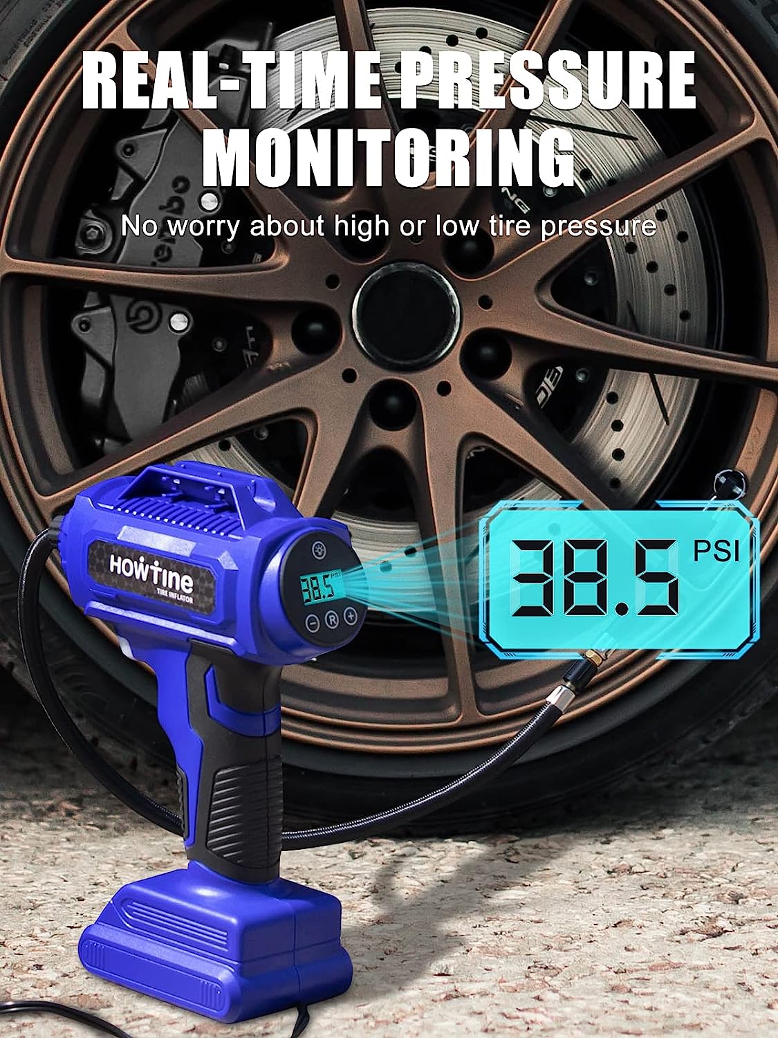 Tire Inflator Portable Air Compressor – 12V DC 150 PSI Air Pump for Car Tires with Digital Pressure Gauge and Emergency Led Light, 15ft Corded Handheld Auto-off Car Tire Pump