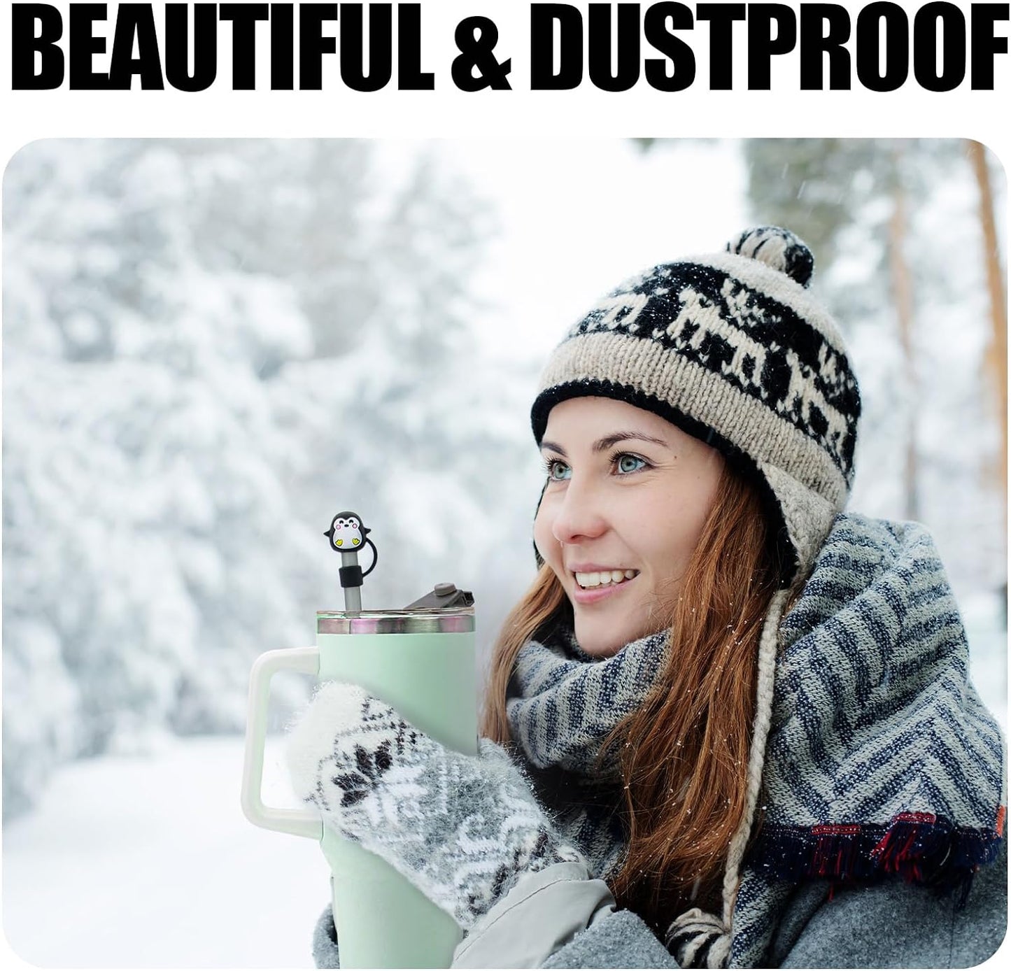 Straw Cover Cap for Stanley Cup,Silicone Straw Topper Compatible with 30&40 Oz Tumbler,Soft Silicone Straw Lid for 10mm Straws - Valentine's Day Gift