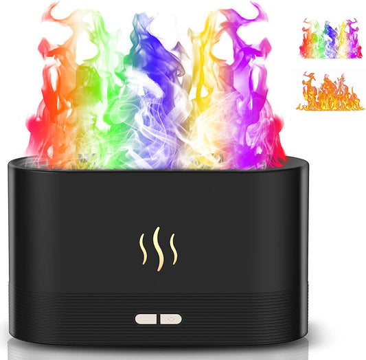 Flame Air Aroma Diffuser Humidifier, 7 Colorful Flame Defusers- Auto Off 180ml Essential Oil Diffuser- Aroma Humidifier for Bedroom, Home, Office,Yoga