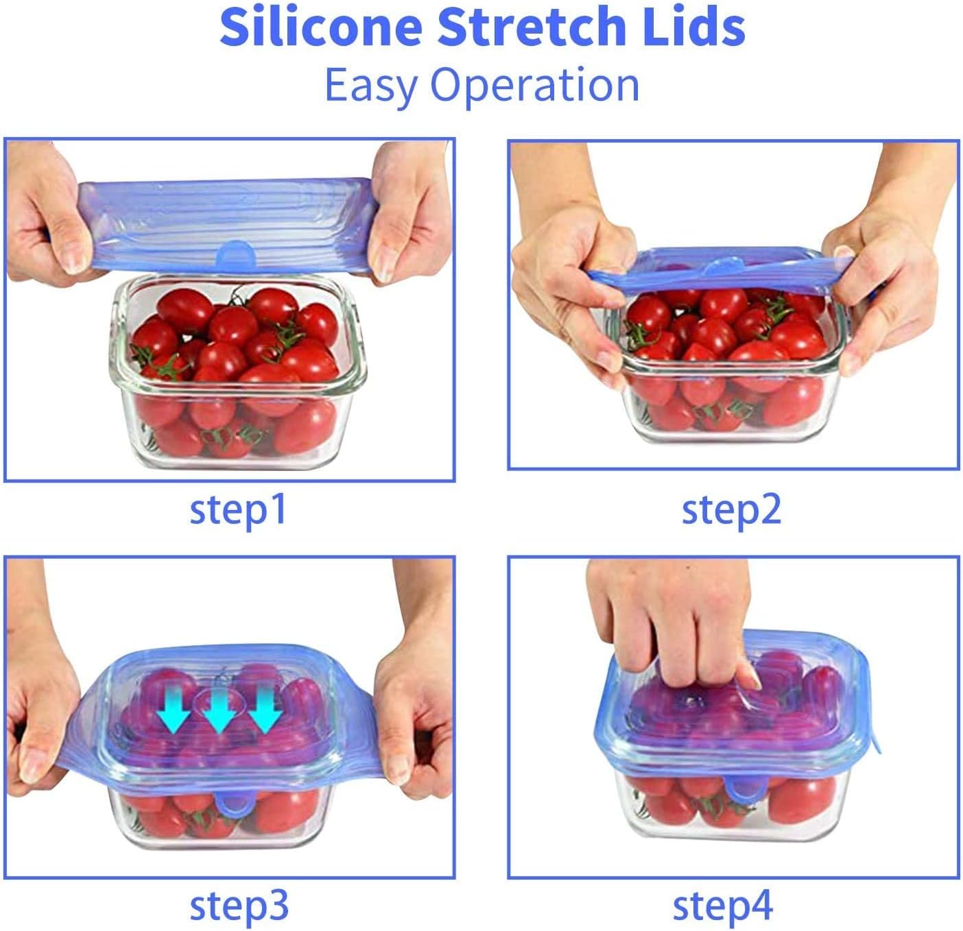 Silicone Stretch Lids, 18 Pack Reusable Silicone Lids, Silicone Bowl Covers, 6 Sizes Silicone Covers Apply to Food Container, for Freezer & Microwave