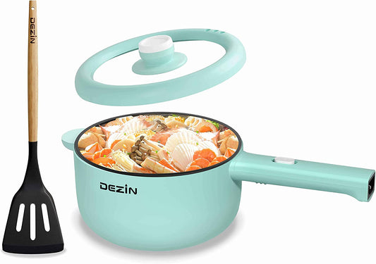 Electric Hot Pot, 2L Non-Stick Sauté Pan, Rapid Noodles Cooker, Mini Pot for Steak, Egg, Fried Rice, Ramen, Oatmeal, Soup with Power Adjustment, College Dorm Room Essential(Egg Rack Included)