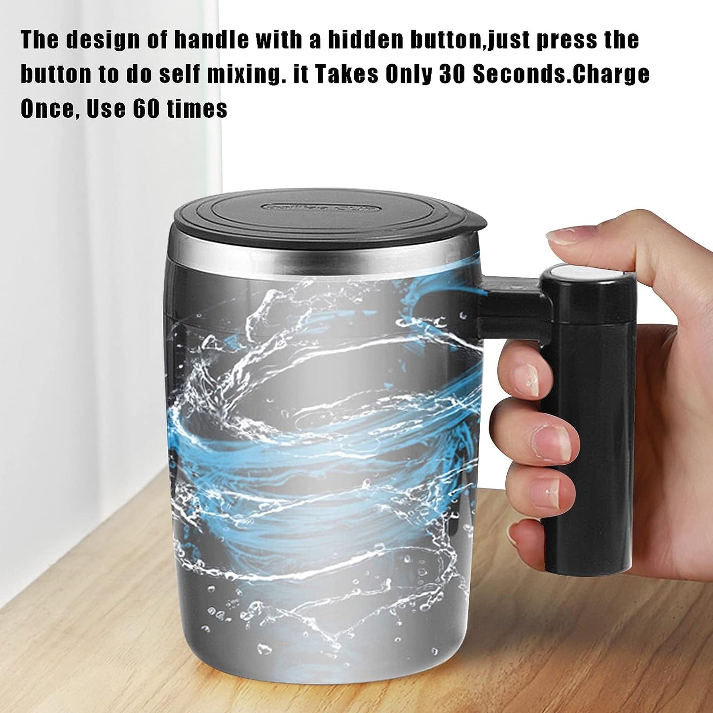 Self Stirring Mug,Rechargeable Auto Magnetic Coffee Mug with 2Pc Stir Bar,Waterproof Automatic Mixing Cup for Milk/Cocoa at Office/Kitchen/Travel 14oz Best Gift