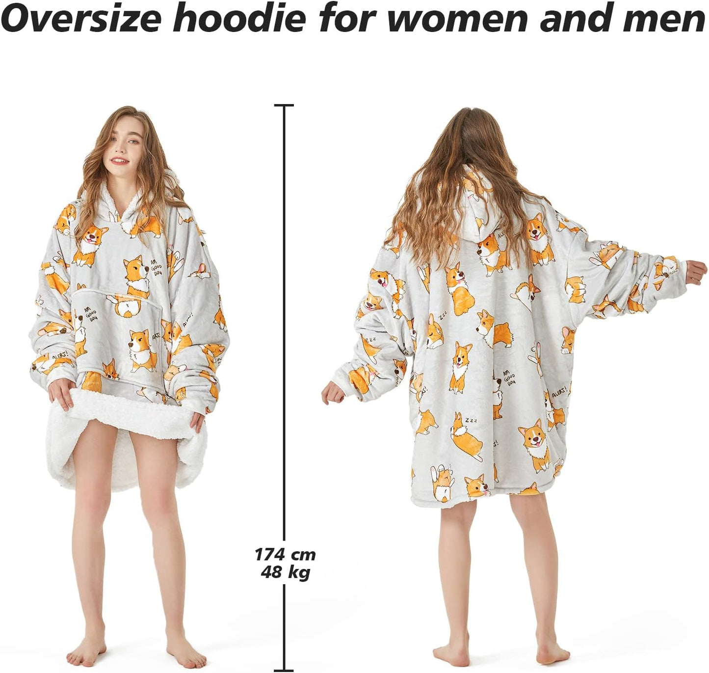 Wearable Blanket Hoodie, Cute and Funny Patterns Oversized Hoodie