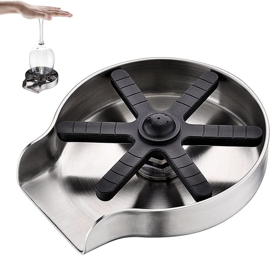 Eigso Metal kitchen sink glass rinser device, kitchen sink faucet glass rinsing device, bottle rinsing device, kitchen sink accessories, stainless steel anti-rust, brushed nickel