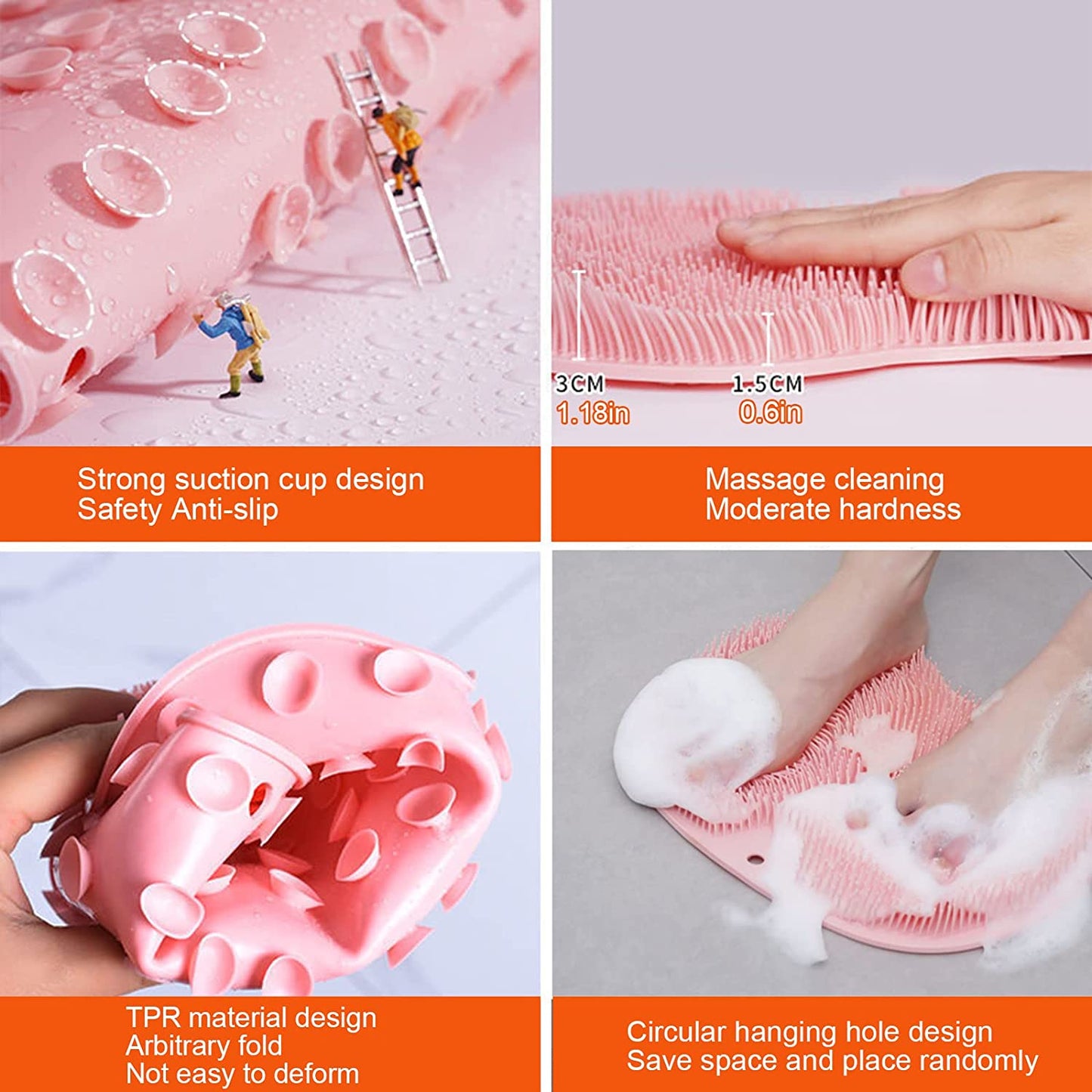 2 Pack Shower Back & Foot Scrubber,