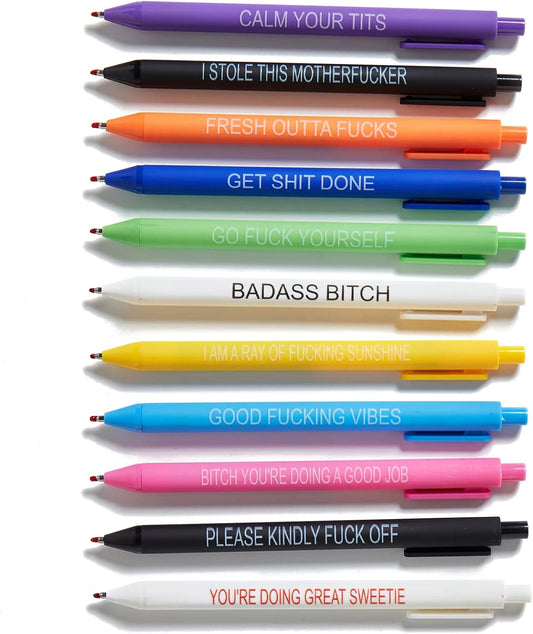 HLPHA 11PCS Funny Pens Set, Spoof Fun Ballpoint Pen Set, Premium novelty pens Swear Word Daily Pen Set, offensive pens Funny DIY Office Gifts