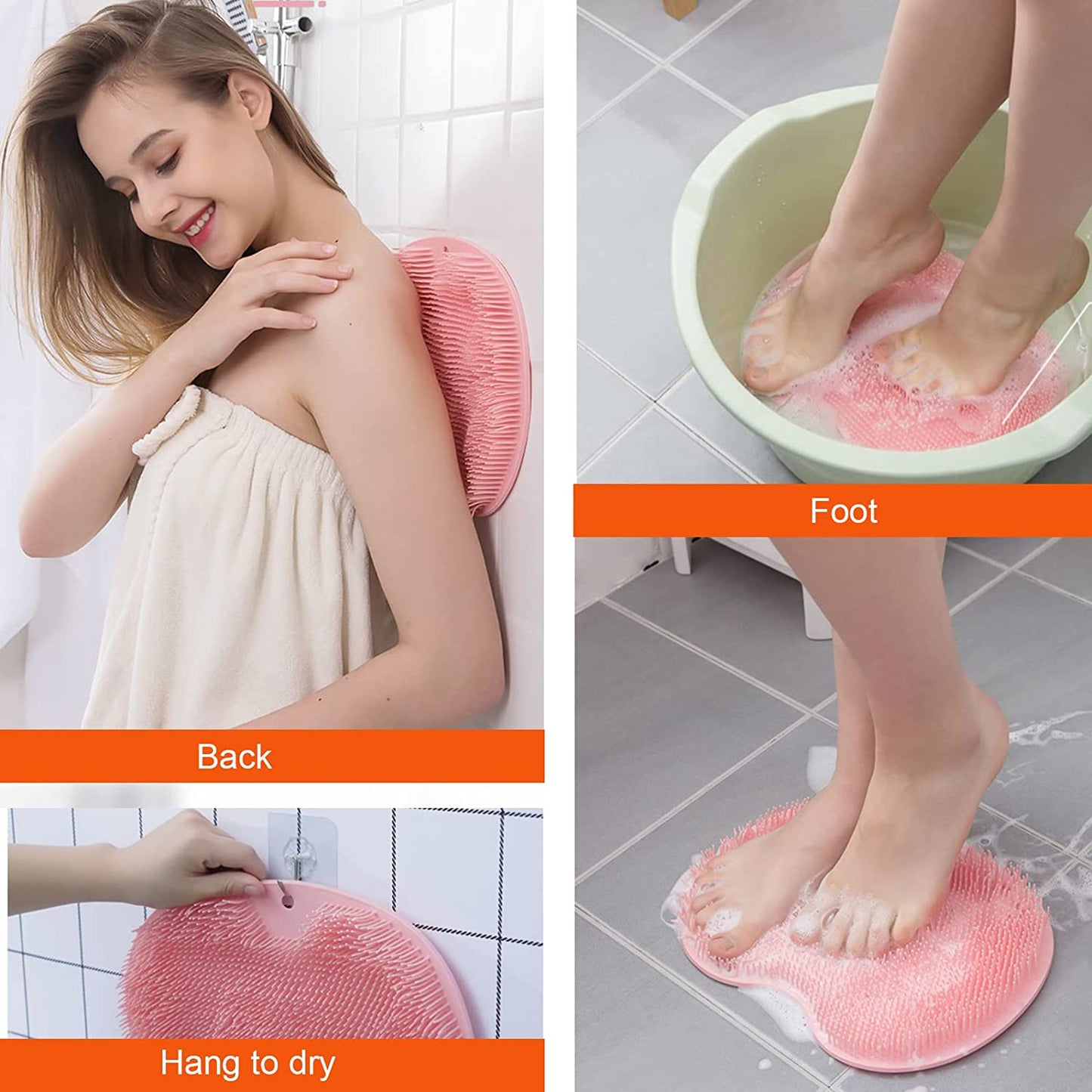 2 Pack Shower Back & Foot Scrubber,
