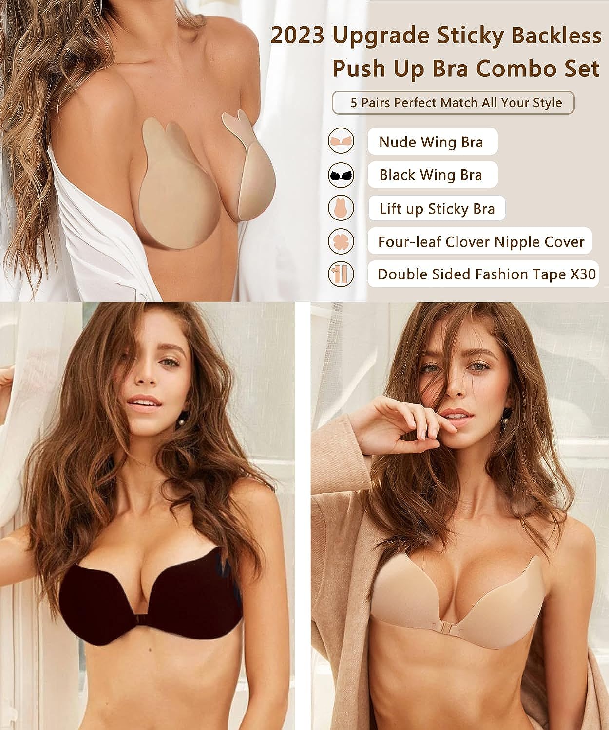 Sticky Bra 2023 Newest Strapless Backless Adhesive Bra for Women