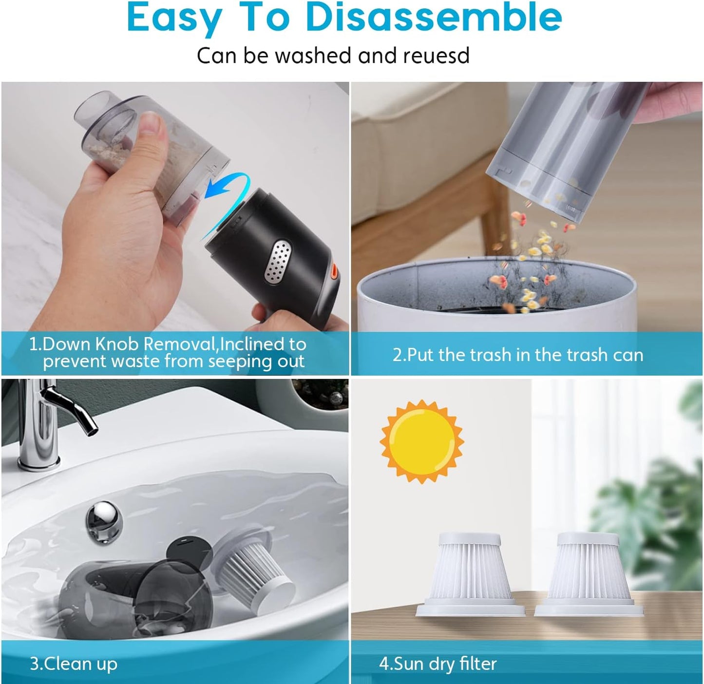 Car Handheld Vacuum 10000PA Suction, Wireless Vacuum Cleaner with Low Noise,Car Vacuum Cordless Rechargeable,Portable Compressed Air Duster for Car and Home…