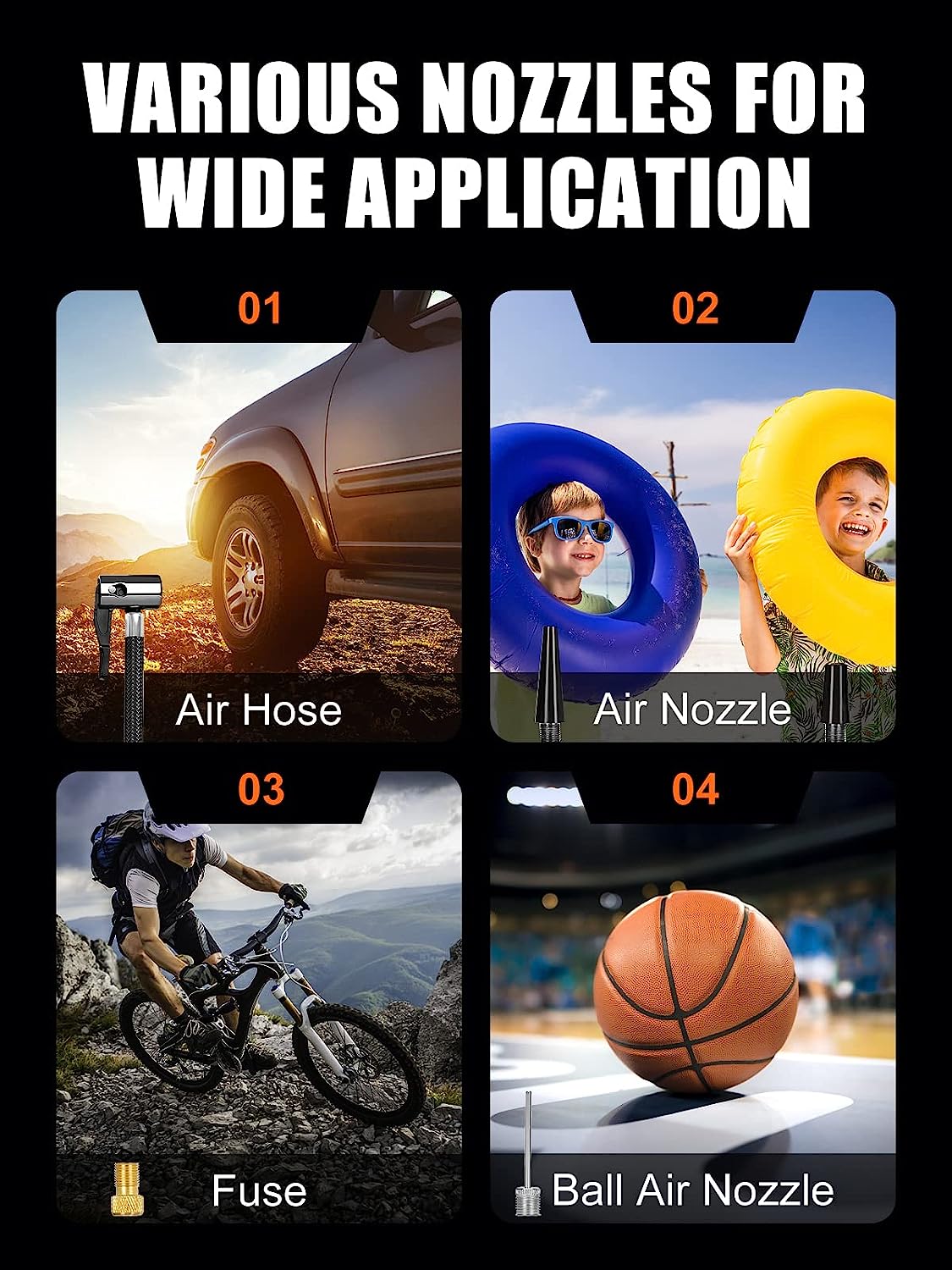 Tire Inflator Portable Air Compressor – 12V DC 150 PSI Air Pump for Car Tires with Digital Pressure Gauge and Emergency Led Light, 15ft Corded Handheld Auto-off Car Tire Pump