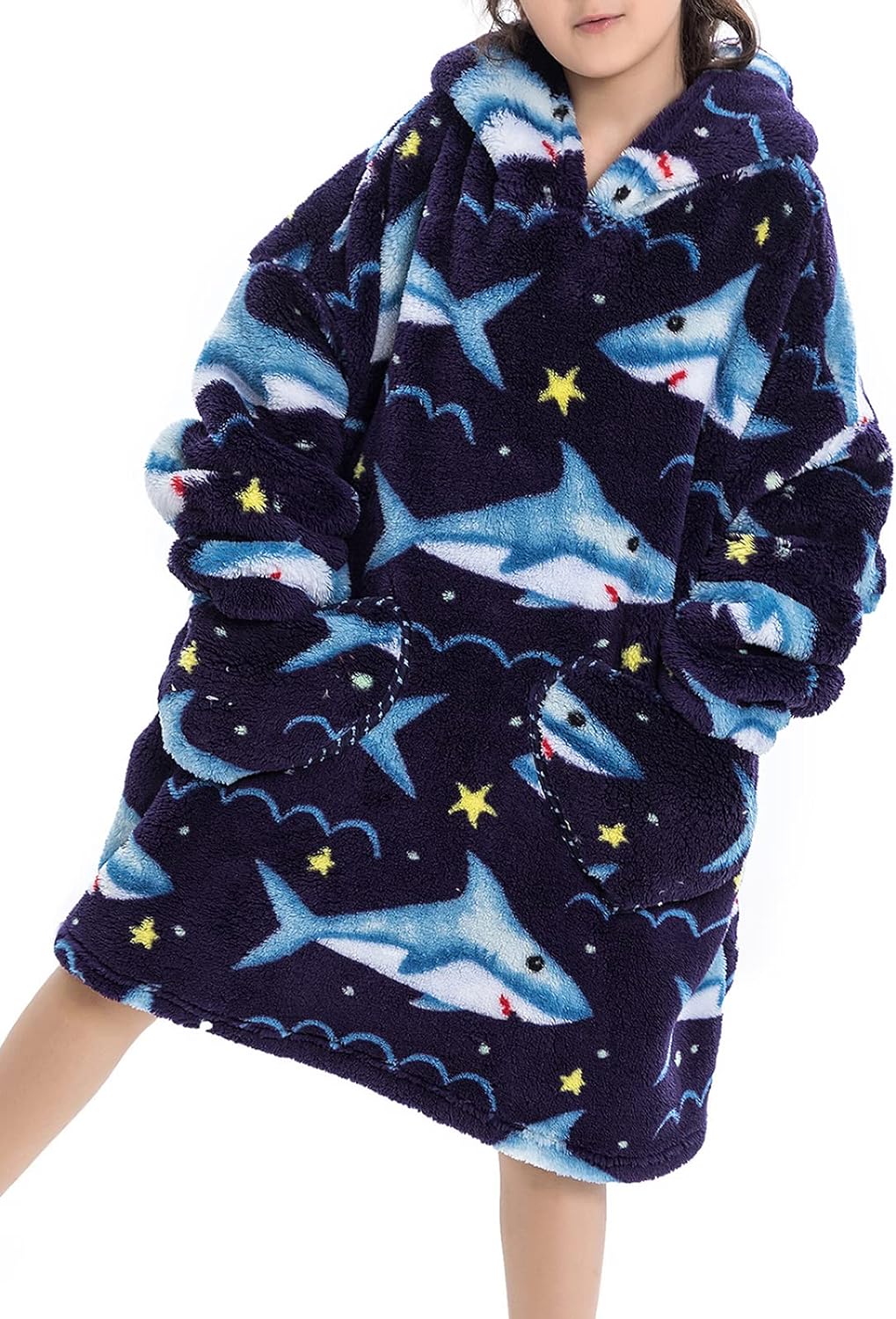 Wearable Blanket Hoodie for Kids Toddler Oversized Sweatshirt Cute Fleece Sherpa Blanket Girls Boys