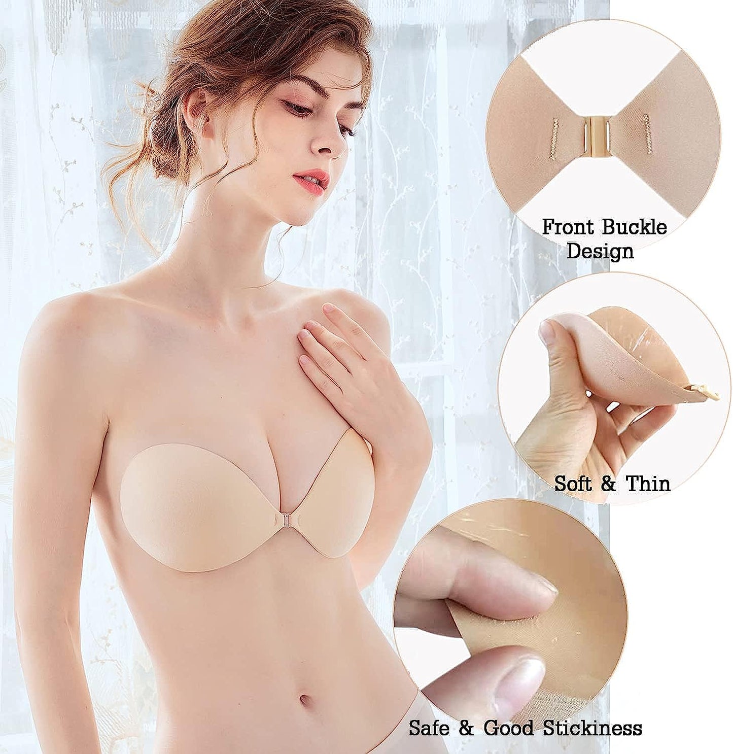 Adhesive Bra Push Up Strapless Invisible Sticky Bra Reusable Backless Silicone Bra for Women