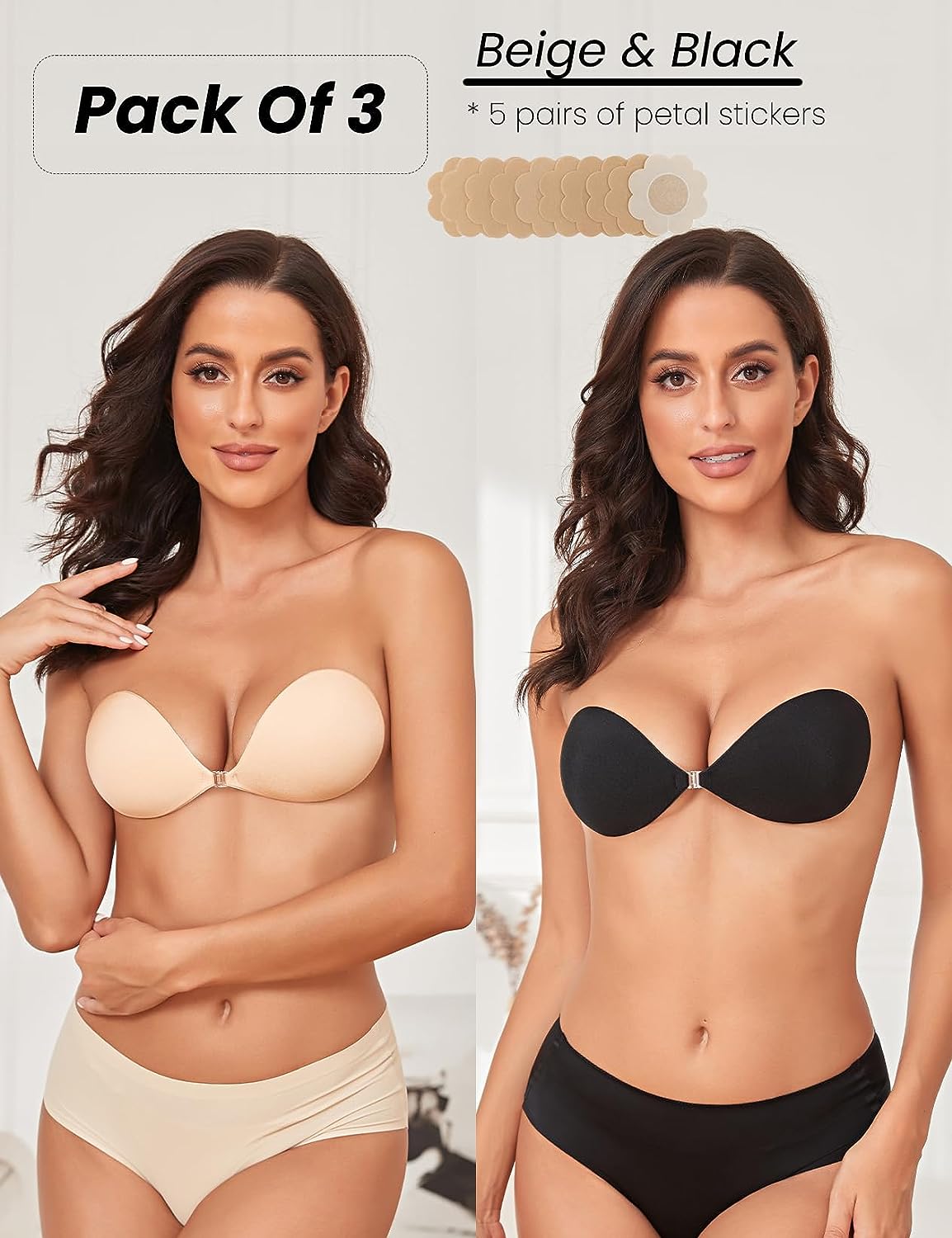 Adhesive Silicone Sticky Strapless Bra Push Up Invisible Bras for Women Reusable Breast Lift Bra with Nipple Covers