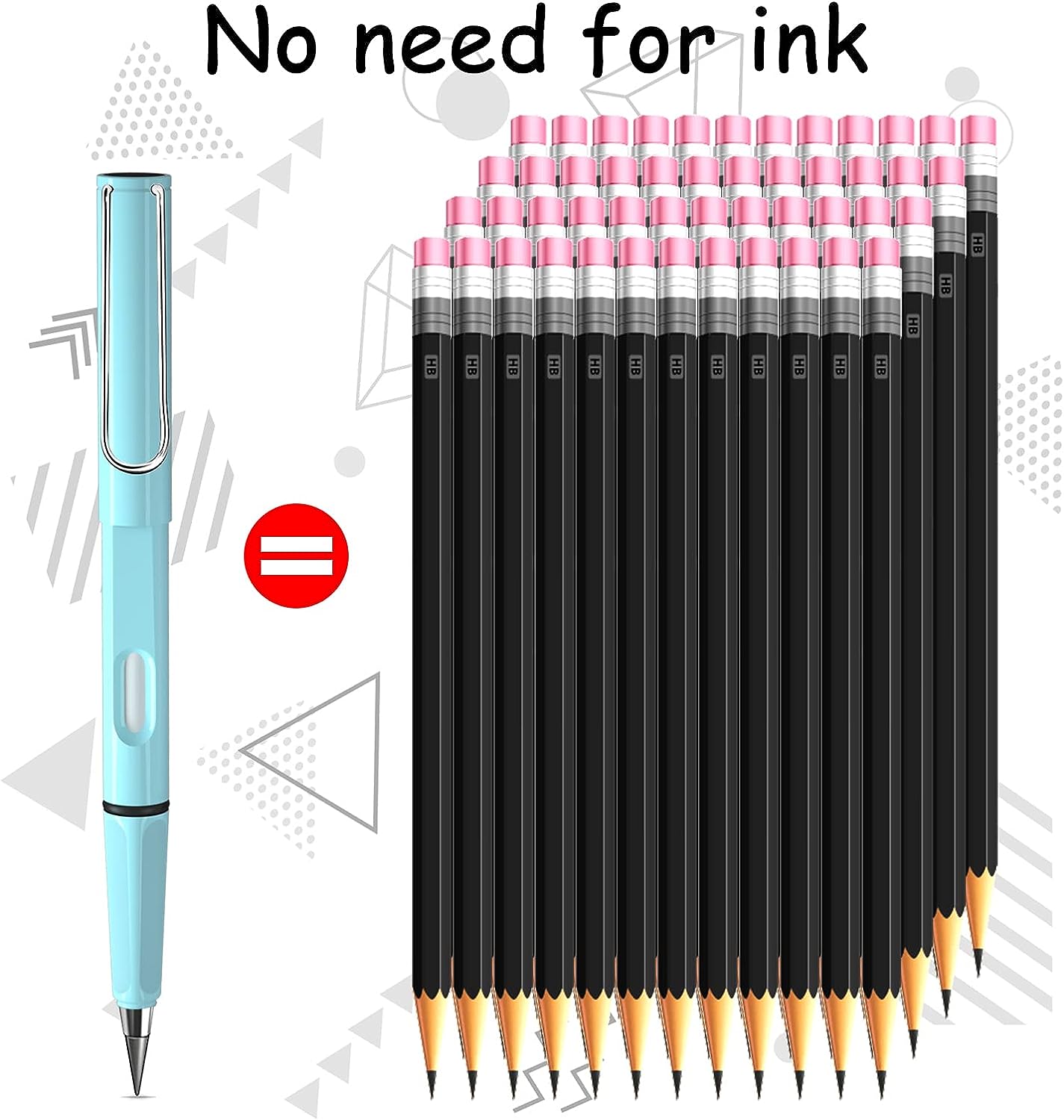 6 Pcs Inkless Pencils Eternal with Pencil Case, Everlasting Pencil with 6 pcs Replacement Nibs, Infinite Pencil, Unlimited Writing Pencil, Reusable Erasable Pencil for Student Artist Writing Drawing