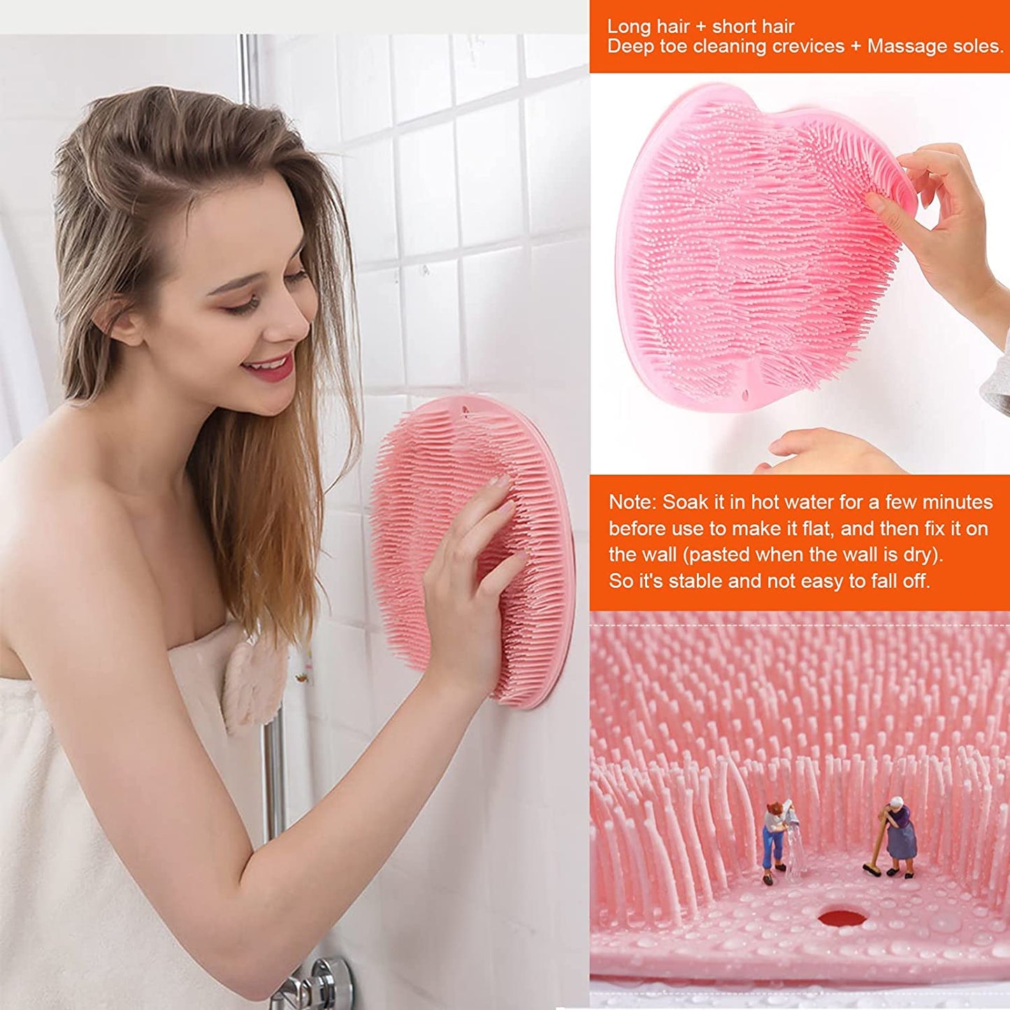 2 Pack Shower Back & Foot Scrubber,