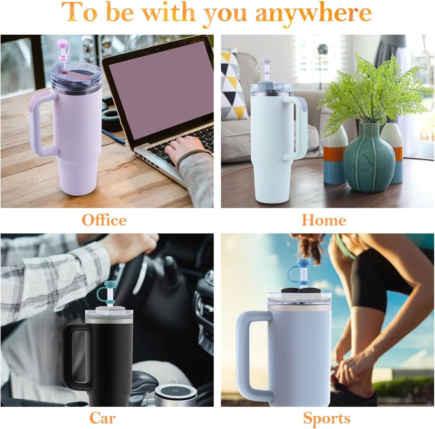 6Pcs Straw Topper Cap for Stanley Tumbler 40-20 oz, 0.4in 10mm Soft Silicone Straw Covers for Stanley Cup Accessories, Dust-proof and Leak-proof Reusable Drinking Straw Tips Lids