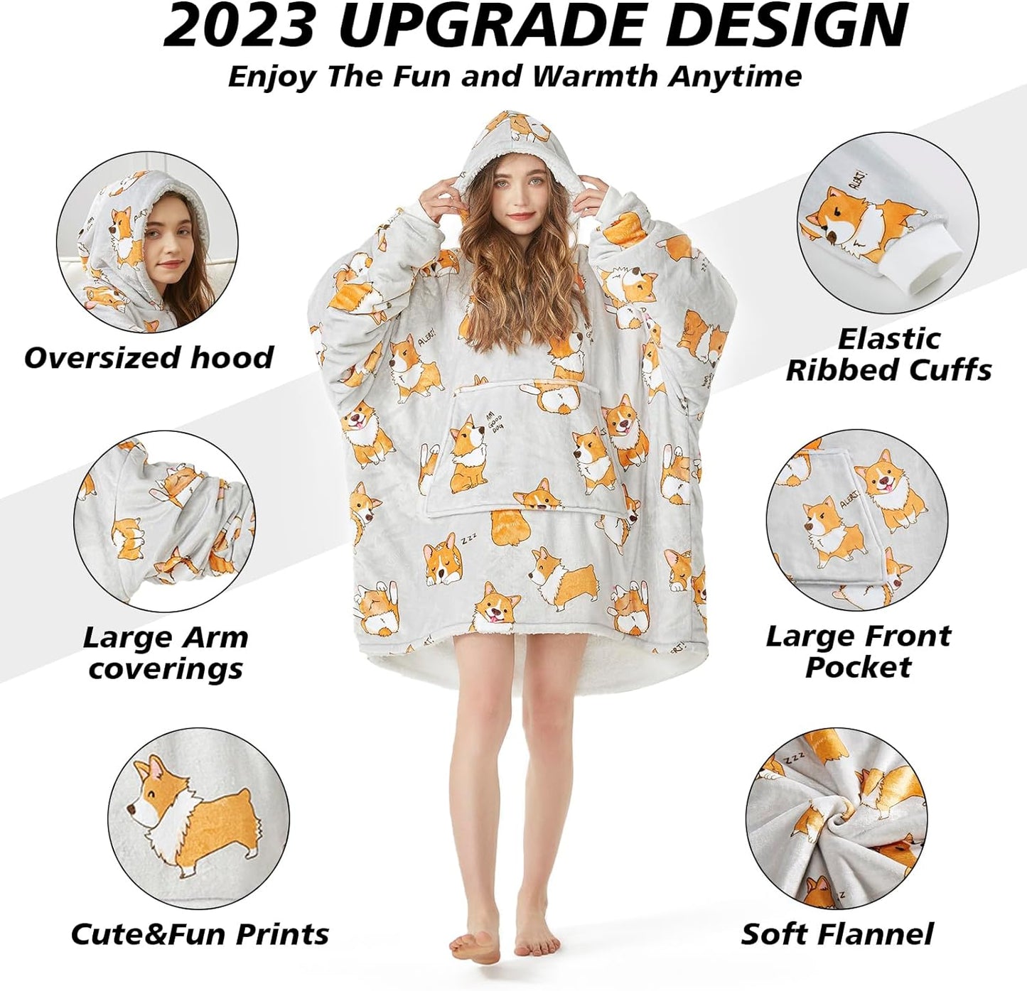 Wearable Blanket Hoodie, Cute and Funny Patterns Oversized Hoodie