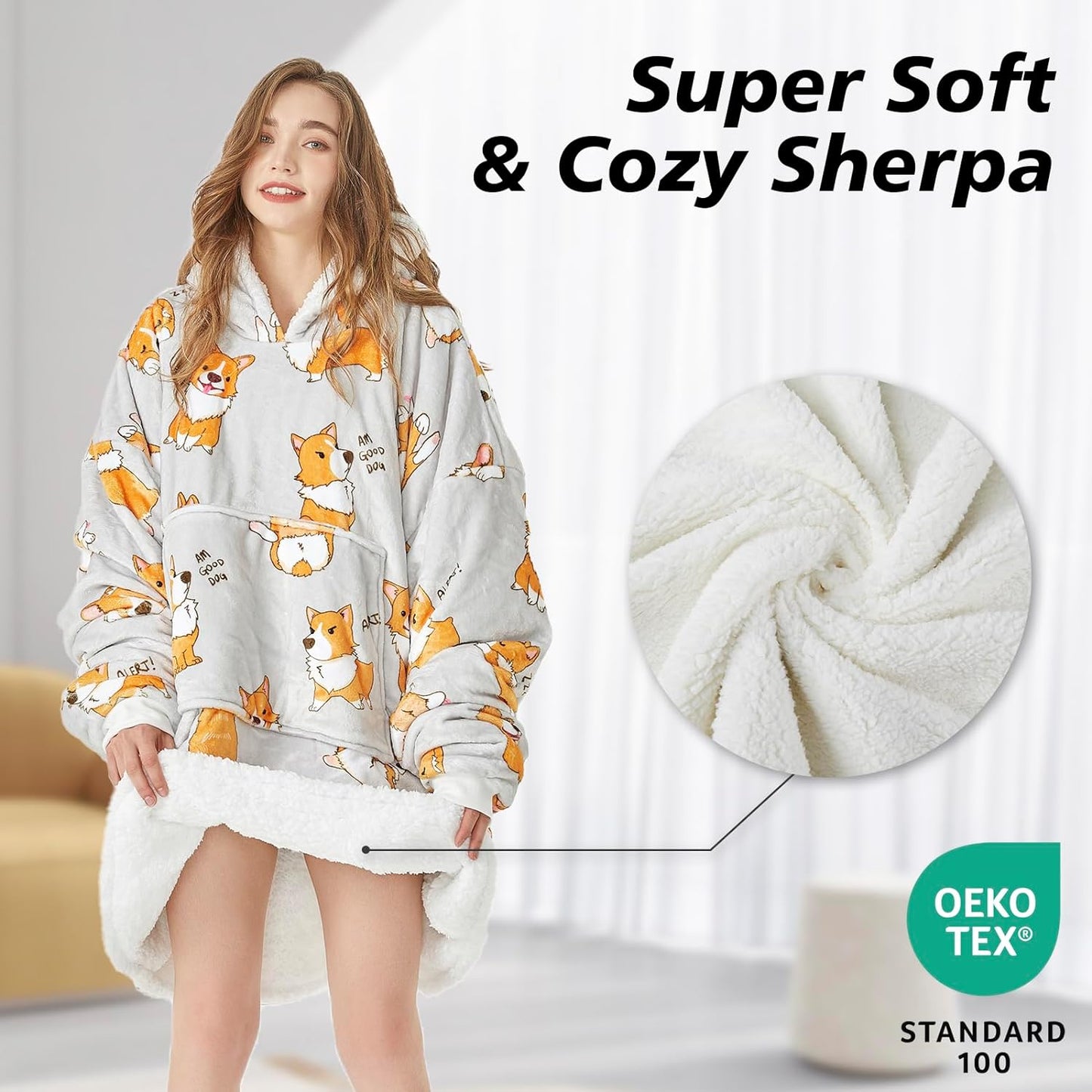 Wearable Blanket Hoodie, Cute and Funny Patterns Oversized Hoodie