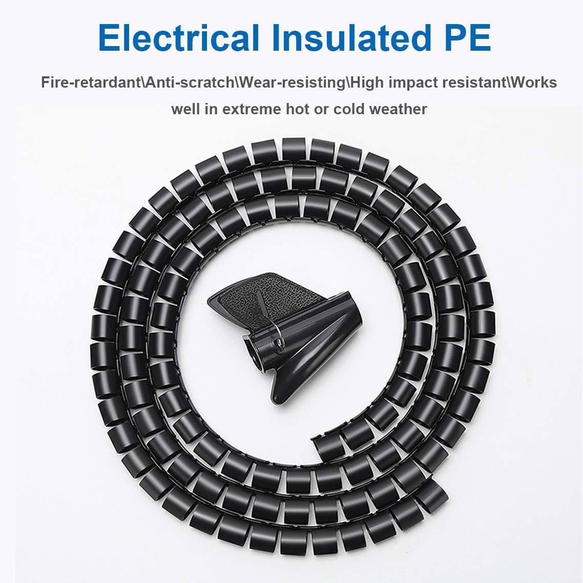 10FT Cable Management Sleeve Cord Bundler 0.8" Diameter w/Zip Clip Cable Zipper Wire Wrap Cord Organizer Cable Tube Hider Flexible & Expandable Home & Office Wire Concealer for PC TV Computer Cinema