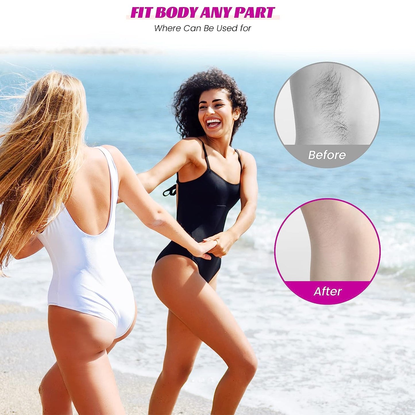 Crystal Hair Eraser for Women and Men, Reusable Crystal Hair Remover Magic Painless Exfoliation Hair Removal Tool, Magic Hair Eraser for Back Arms Legs (Purple)