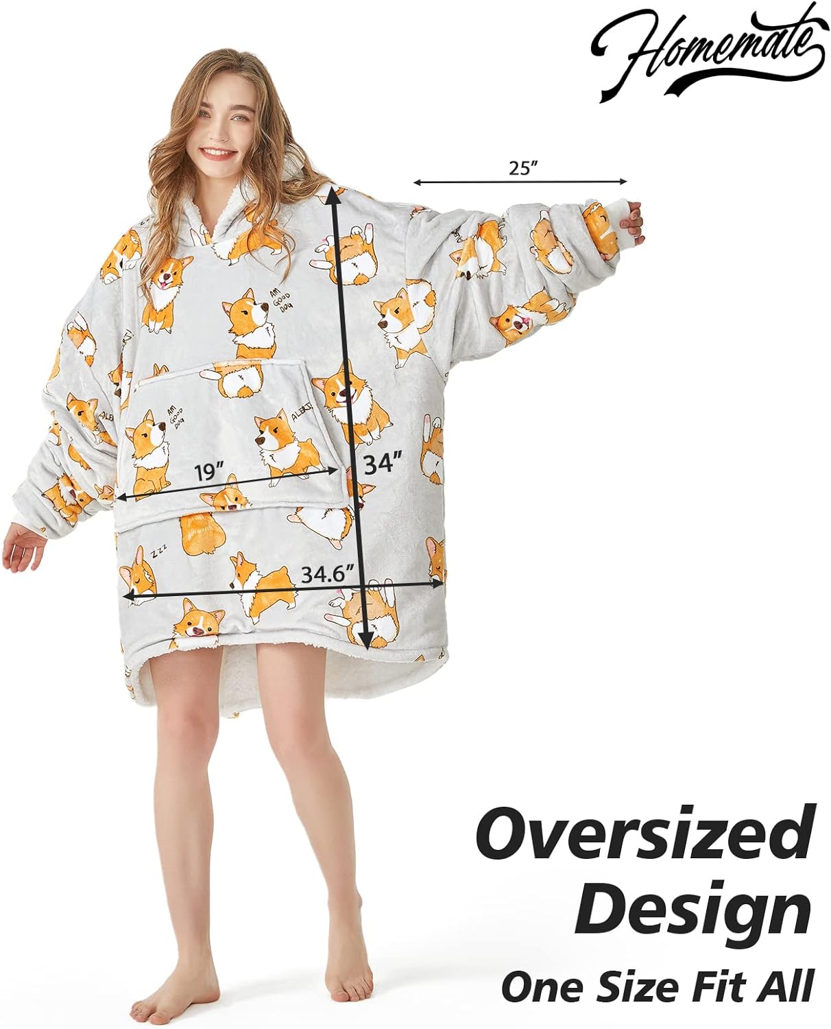 Wearable Blanket Hoodie, Cute and Funny Patterns Oversized Hoodie