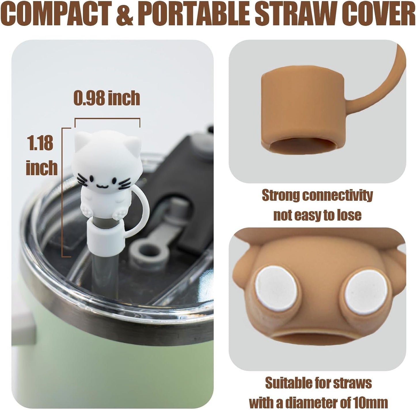 Straw Cover Cap for Stanley Cup,Silicone Straw Topper Compatible with 30&40 Oz Tumbler,Soft Silicone Straw Lid for 10mm Straws - Valentine's Day Gift