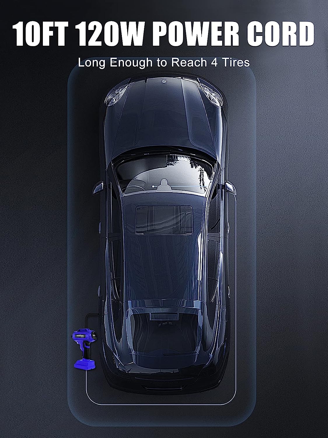 Tire Inflator Portable Air Compressor – 12V DC 150 PSI Air Pump for Car Tires with Digital Pressure Gauge and Emergency Led Light, 15ft Corded Handheld Auto-off Car Tire Pump