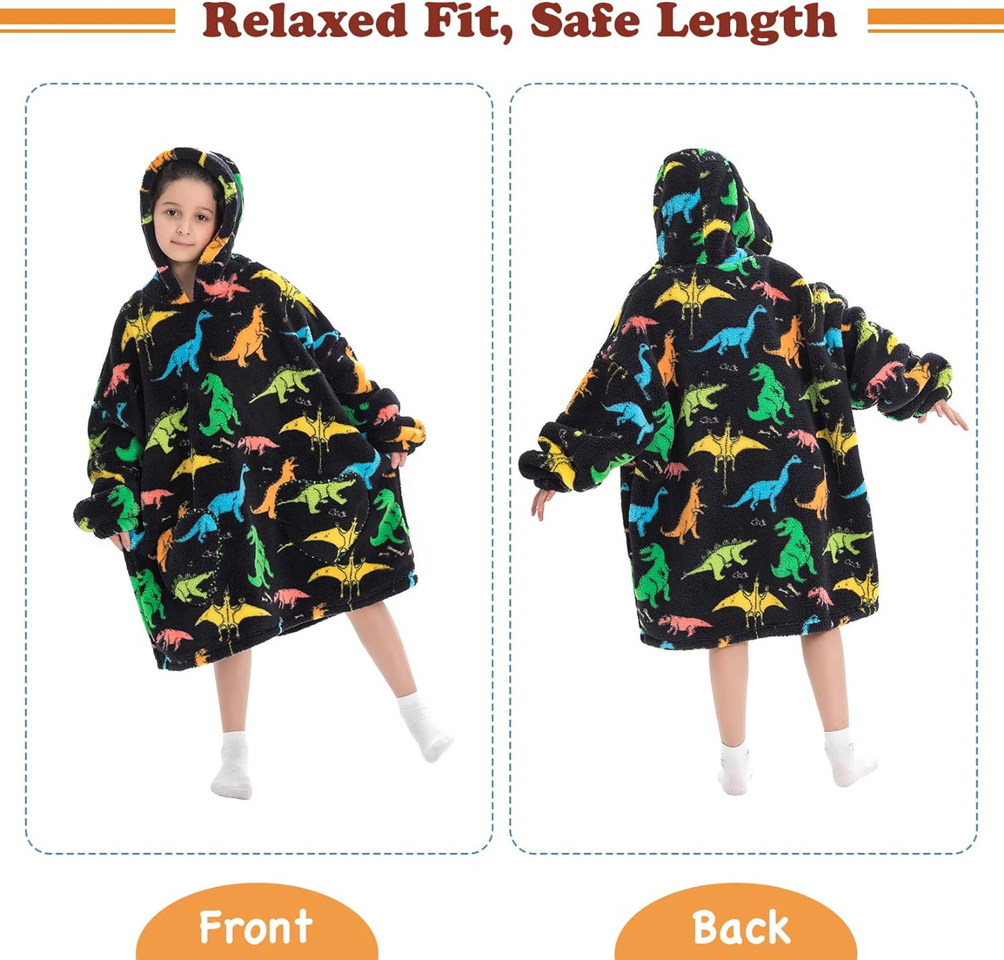 Wearable Blanket Hoodie for Kids Toddler Oversized Sweatshirt Cute Fleece Sherpa Blanket Girls Boys